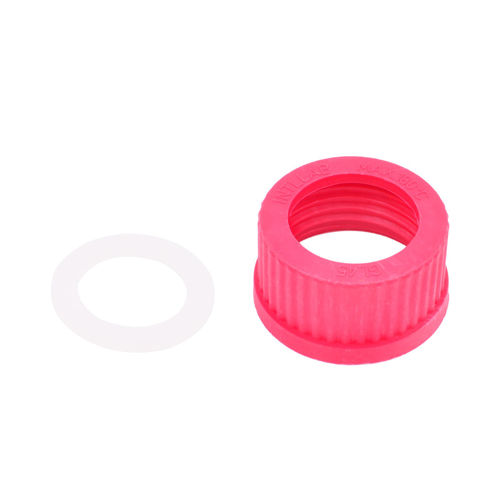 INTLLAB Pink GL 45 Accessories - PP Screw Caps Leak-Proof Seal 180°C Resistant